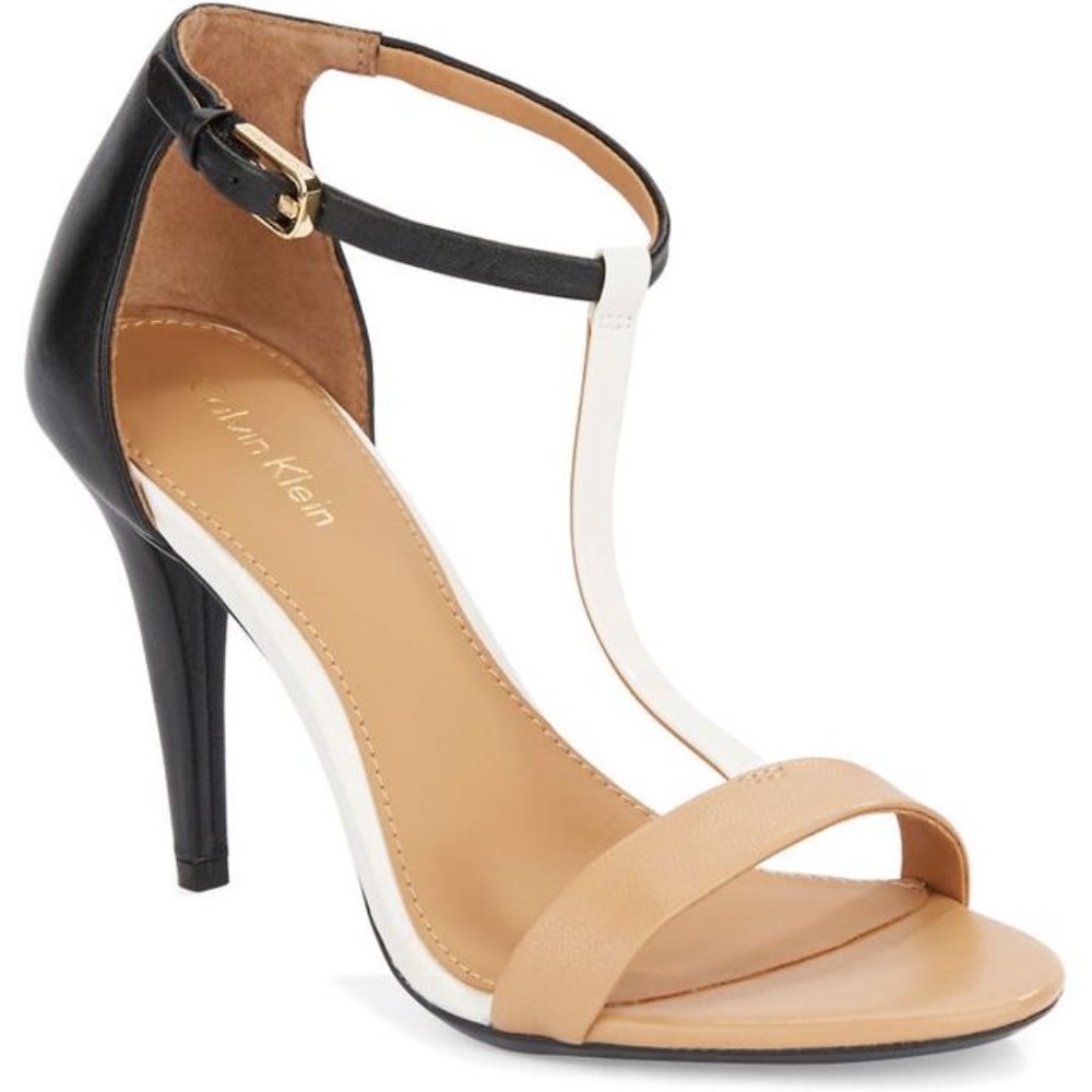 Calvin Klein Nassy Napa T-Strap leather heel